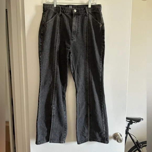 Urban Outfitters BDG Washed Black Denim Tati High Waisted Slit Flare Jean - Picture 6 of 13